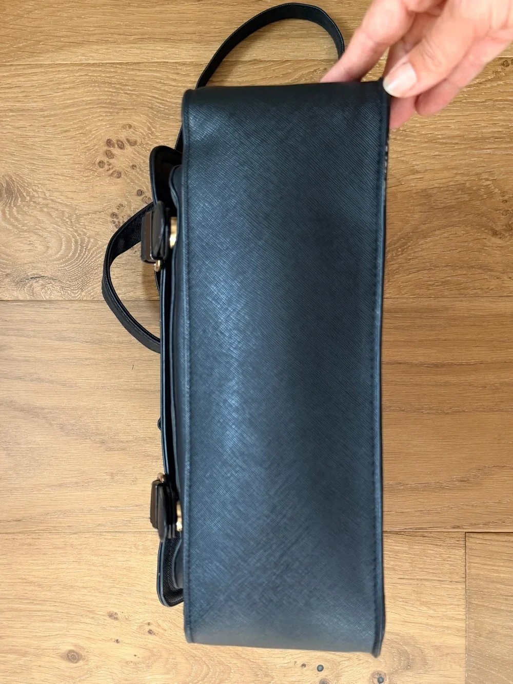 Rampage Retro Black Faux Leather Suede Satchel Messenger Crossbody Bag Laptop